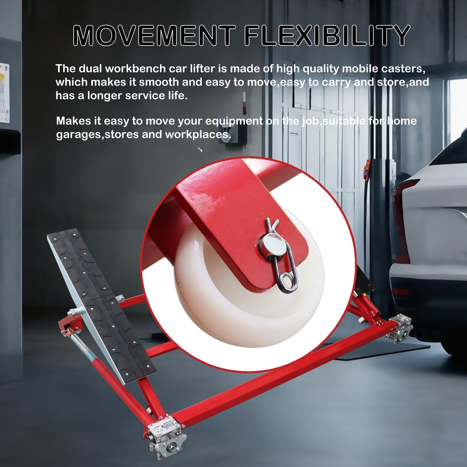 4409LBS/2000KG Portable Car Lift Adjustable Height Car Auto Scissor Lift with Wheels for Home Garages Stores