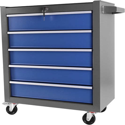 5 Drawers Rolling Tool Chest with Wheels, Rolling Tool Chest, Portable Rolling Tool Box on Wheels, Tool Chest Organizer for Garage, Workshop, Home Crafts Use Blue as Shown