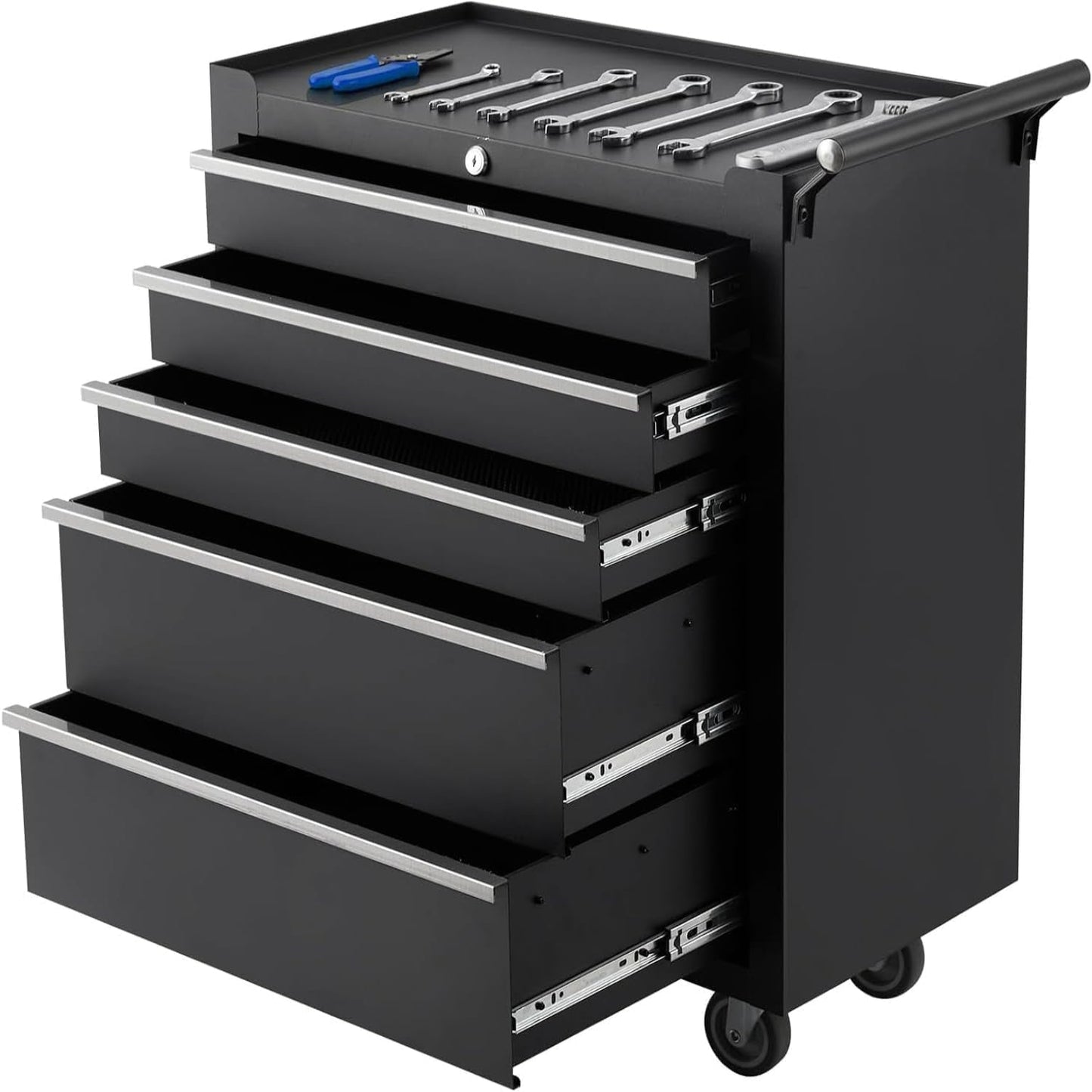 5-Drawer Rolling Tool Chest,Tool Cabinet on Wheels with Keyed Locking System and Drawer Liners,Tool Chest with Link Buckle and Can Be Combined to Large Cabinet Set,For Garage, Warehouse & Repair Shop
