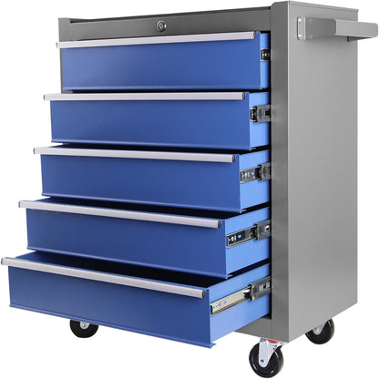 5 Drawers Rolling Tool Chest with Wheels, Rolling Tool Chest, Portable Rolling Tool Box on Wheels, Tool Chest Organizer for Garage, Workshop, Home Crafts Use Blue as Shown