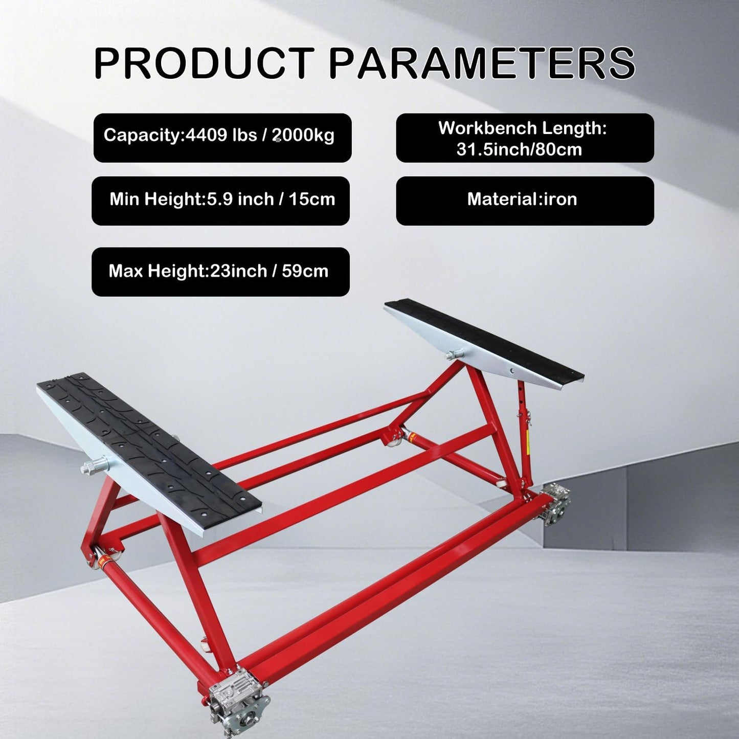 4409LBS/2000KG Portable Car Lift Adjustable Height Car Auto Scissor Lift with Wheels for Home Garages Stores
