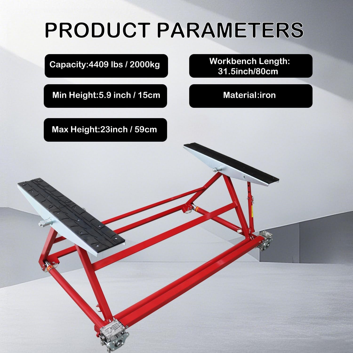 4409LBS/2000KG Portable Car Lift Adjustable Height Car Auto Scissor Lift with Wheels for Home Garages Stores